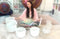 Large White Frosted  Singing Bowl 7 Bowl Set Size 8' to 14'' with Bags